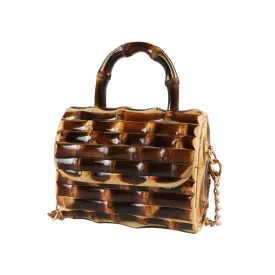 TEEK - Handmade Natural Bamboo Root Top-Handle Mini Bag