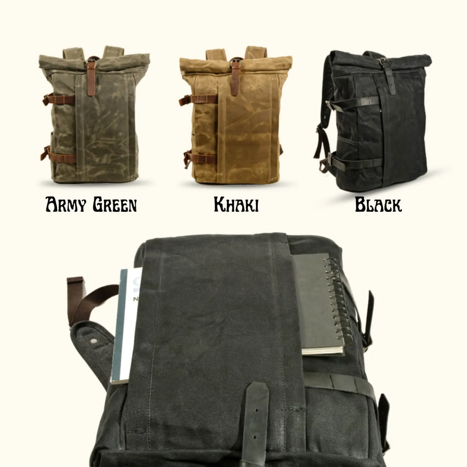 The Road Warrior - Waxed Canvas Motorcycle Backpack