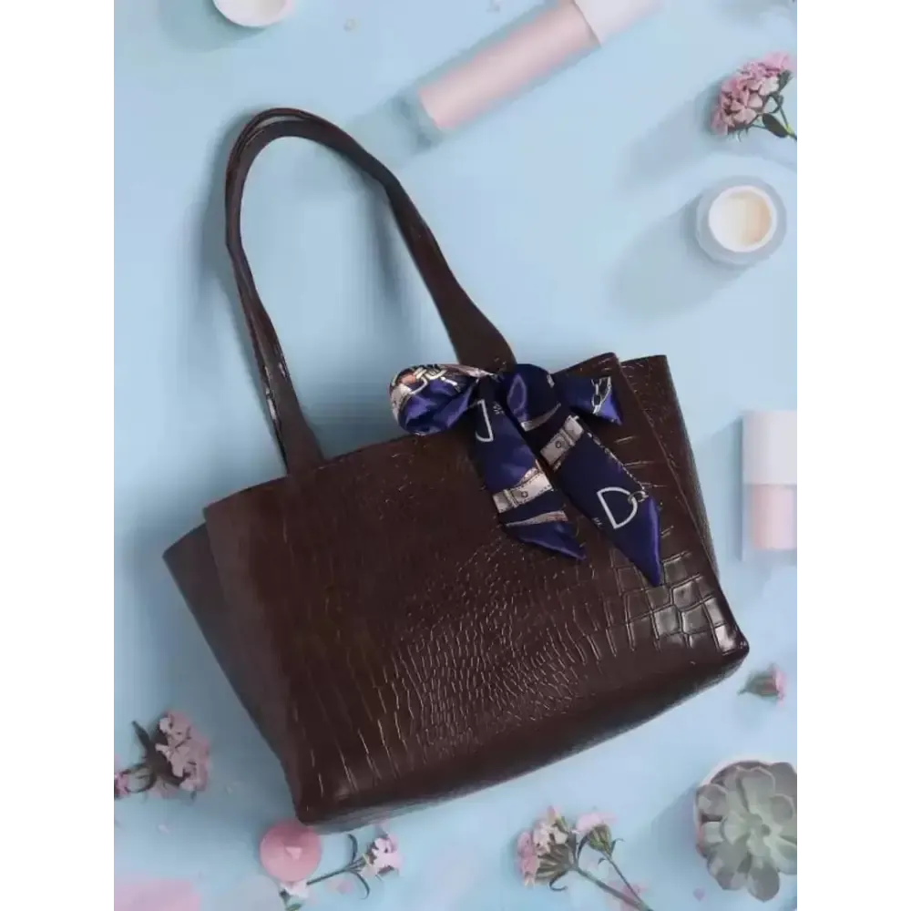 THIBAULT Gorgeous Leather Handbags for Women and Girls with a Gorgeous Tie | Chic Crossbody Bag | Roomy Top Handle Handbag | Gift for Women | (BROWN)