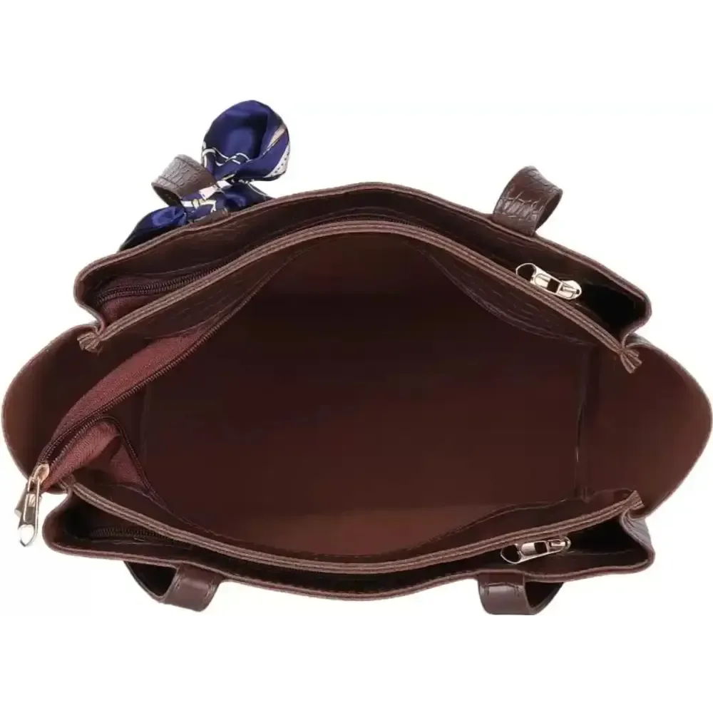 THIBAULT Gorgeous Leather Handbags for Women and Girls with a Gorgeous Tie | Chic Crossbody Bag | Roomy Top Handle Handbag | Gift for Women | (BROWN)