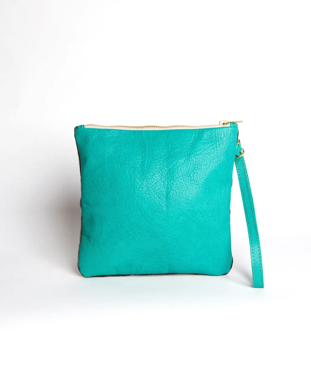 Tiger Clutch Bag, Upcycled Velvet & Leather
