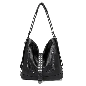 Vintage Chic Studded Hobo Shoulder Bag - Large Capacity Crossbody Purse for Women with Faux Leather and Decorative Studs - Spacious and Stylish Accessory for Daily Use