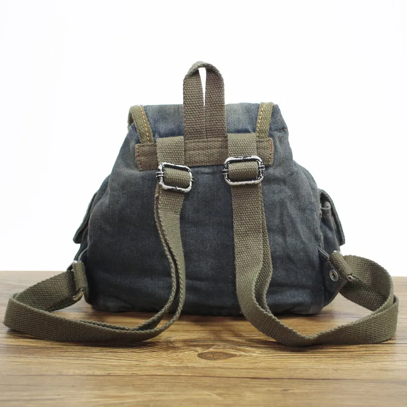 Vintage Denim Blue Womens Backpack Bag School Backpack Blue Denim Laptop Backpacks For Womens