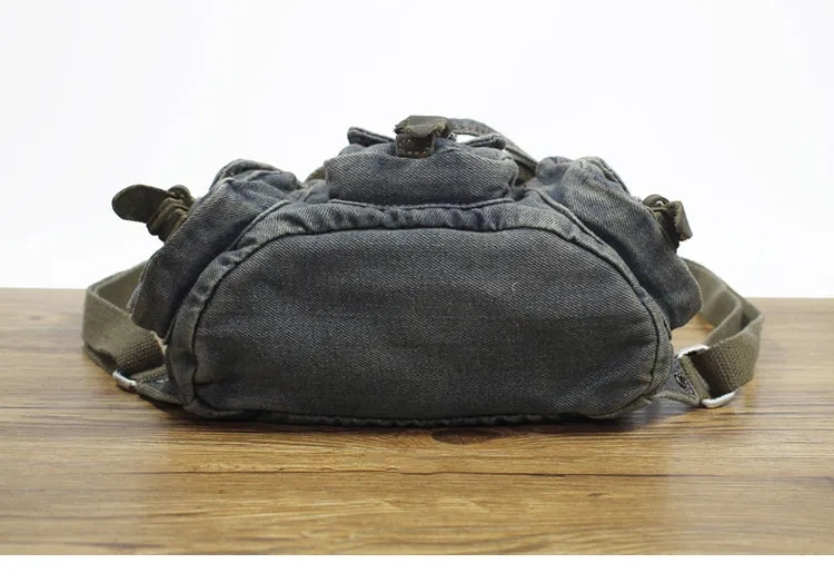 Vintage Denim Blue Womens Backpack Bag School Backpack Blue Denim Laptop Backpacks For Womens