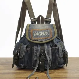 Vintage Denim Blue Womens Backpack Bag School Backpack Blue Denim Laptop Backpacks For Womens