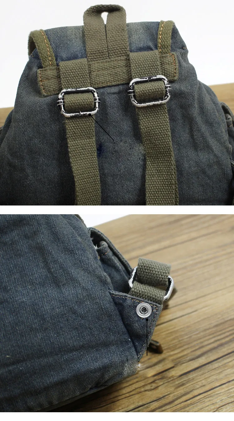 Vintage Denim Blue Womens Backpack Bag School Backpack Blue Denim Laptop Backpacks For Womens