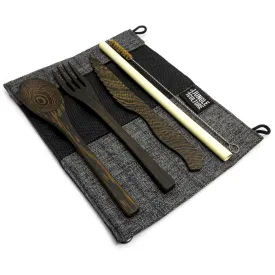 Wooden Cutlery Set in Dark Grey