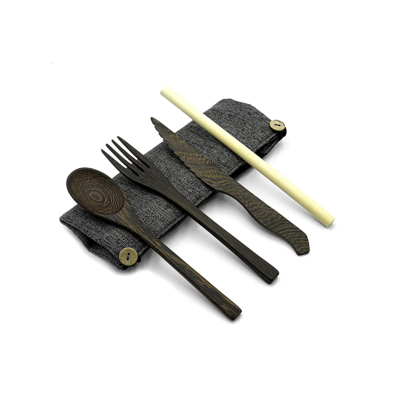Wooden Cutlery Set in Dark Grey