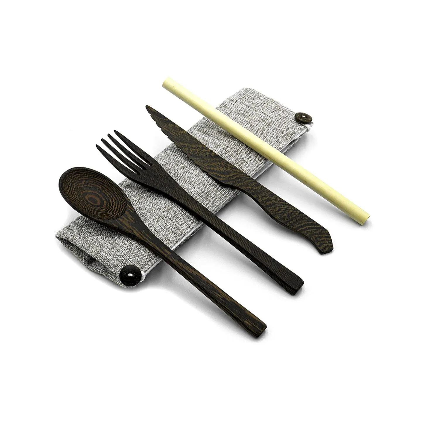 Wooden Cutlery Set in Dark Grey